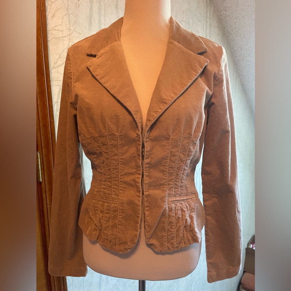 Vintage Y2K Cotton Velvet Fitted F.A.N.G Blazer Jacket Sz XL Lined Satin